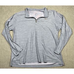 Nike Collared Shirt Men XL Gray Long Sleeve Dri Fit Quarter Zip Pullover Athleti